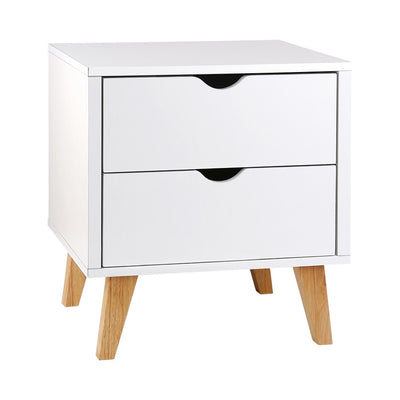 Artiss 2 Drawer Wooden Bedside Tables - White_32714