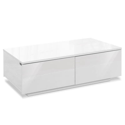 Artiss Modern Coffee Table 4 Storage Drawers High Gloss Living Room Furniture White_34771