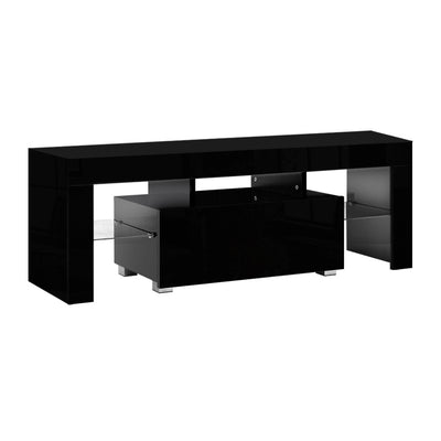 Artiss TV Cabinet Entertainment Unit Stand RGB LED Gloss Furniture 130cm Black_35215