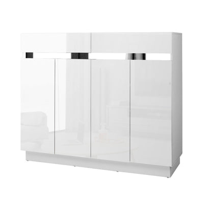 Artiss 120cm Shoe Cabinet Shoes Storage Rack High Gloss Cupboard White Drawers_37377