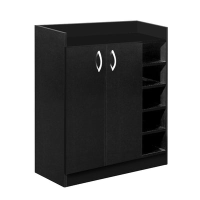 Artiss 2 Doors Shoe Cabinet Storage Cupboard - Black_30080