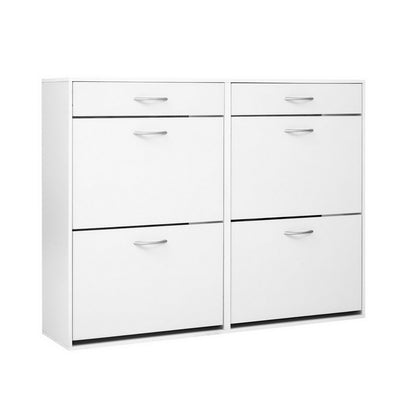 Artiss 36 Pairs Shoe Cabinet Rack Organisers Storage Shelf Drawer Cupboard White_34620