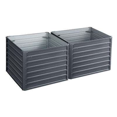 Greenfingers Garden Bed 2PCS 100X100X77CM Galvanised Steel Raised Planter_33764