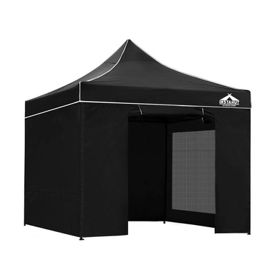 Instahut Gazebo Pop Up Marquee 3x3m Folding Wedding Tent Gazebos Shade Black_30421