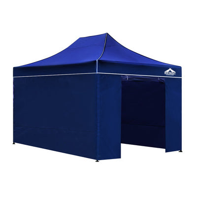 Instahut Gazebo Pop Up Marquee 3x4.5m Folding Wedding Tent Gazebos Shade Blue_30420