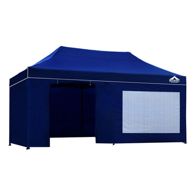 Instahut Gazebo Pop Up Marquee 3x6m Folding Wedding Tent Gazebos Shade Blue_30416