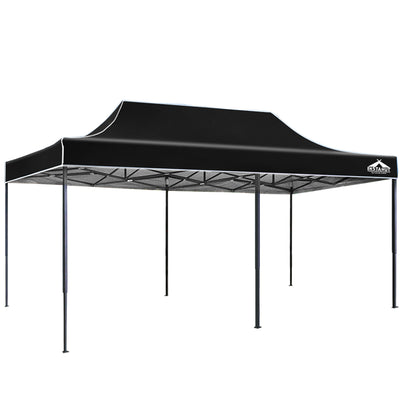 Instahut Gazebo Pop Up Marquee 3x6m Outdoor Tent Folding Wedding Gazebos Black_30253