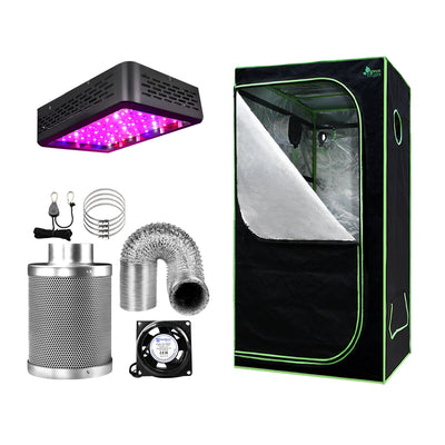 Greenfingers Grow Tent 600W LED Grow Light 60X60X140cm Mylar 4" Ventilation_39944