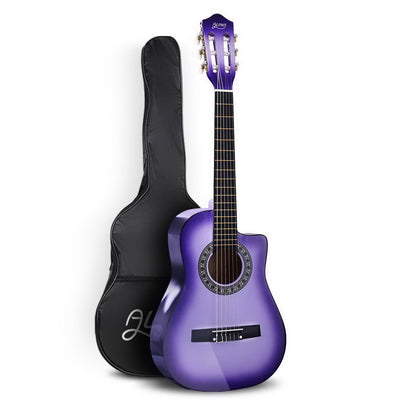 Alpha 34" Inch Guitar Classical Acoustic Cutaway Wooden Ideal Kids Gift Children 1/2 Size Purple_15788