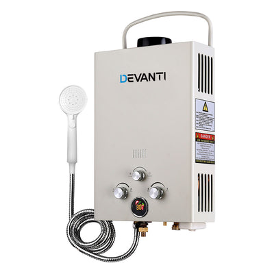 Devanti Portable Gas Water Heater 8LPM Outdoor Camping Shower Grey_12880