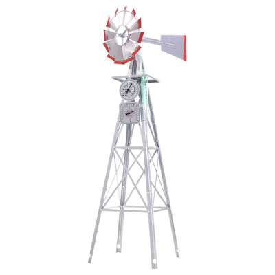 Garden Windmill 8FT 245cm Metal Ornaments Outdoor Decor Ornamental Wind Will_14835