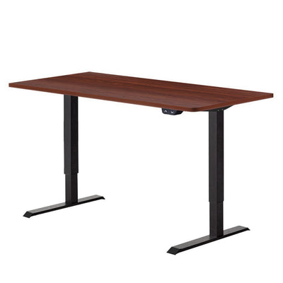 Electric Motorised Height Adjustable Standing Desk - Black Frame with 140cm Walnut Top_33619