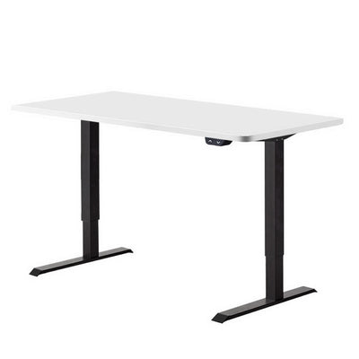 Electric Motorised Height Adjustable Standing Desk - Black Frame with 140cm White Top_33620