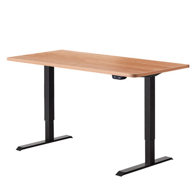 Electric Motorised Height Adjustable Standing Desk - Black Frame with 140cm Natural Oak Top_33618