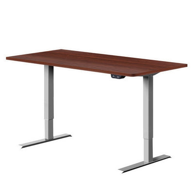 Electric Motorised Height Adjustable Standing Desk - White Frame with 140cm Walnut Top_33623