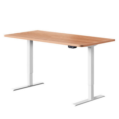 Electric Motorised Height Adjustable Standing Desk - White Frame with 140cm Natural Oak Top_33622