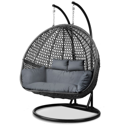 Gardeon Outdoor Double Hanging Swing Chair - Black_33204