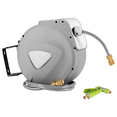 30M Retractable Hose Reel Garden Water Brass Auto Rewind Spray Gun_17391