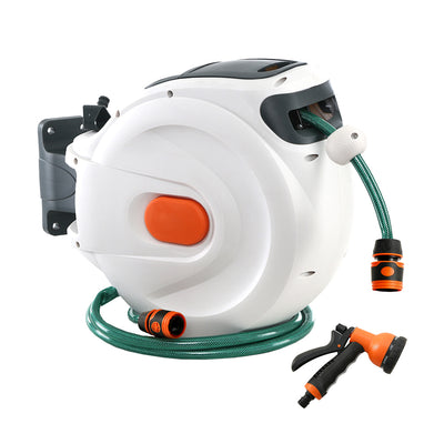 Greenfingers Retractable Hose Reel 20M Garden Water Spray Gun Auto Rewind_14920