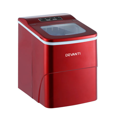 DEVANTi Portable Ice Cube Maker Machine 2L Home Bar Benchtop Easy Quick Red_14316