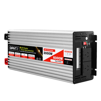 Giantz Power Inverter 3000W or 6000W Pure Sine Wave 12V-240V Camping Boat Caravan_12283