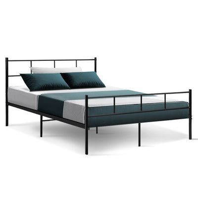 Artiss Metal Bed Frame Double Size Platform Foundation Mattress Base SOL Black_36381