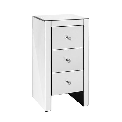 Artiss Mirrored Bedside table Drawers Furniture Mirror Glass Quenn Silver_34063