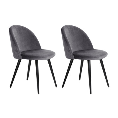 Artiss Set of 2 Velvet Modern Dining Chair - Dark Grey_33167