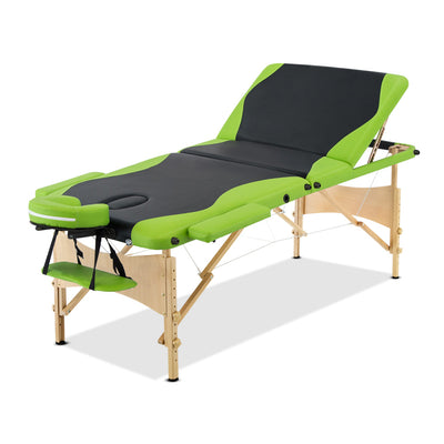 Zenses 3 Fold Portable Wood Massage Table - Black & Lime_32210