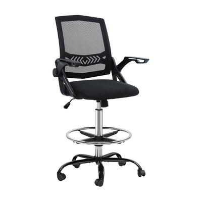 Artiss Office Chair Veer Drafting Stool Mesh Chairs Flip Up Armrest Black_34528