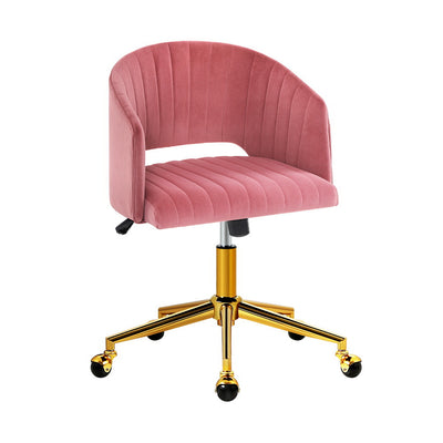 Velvet Office Chair Executive Computer Chair Adjustable Armchair Work Study Pink_18593