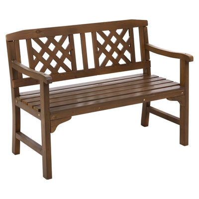 Gardeon Wooden Garden Bench 2 Seat Patio Furniture Timber Outdoor Lounge Chair Natural_35034