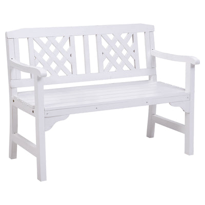 Gardeon Wooden Garden Bench 2 Seat Patio Furniture Timber Outdoor Lounge Chair White_35035