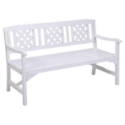 Gardeon Wooden Garden Bench 3 Seat Patio Furniture Timber Outdoor Lounge Chair White_35036