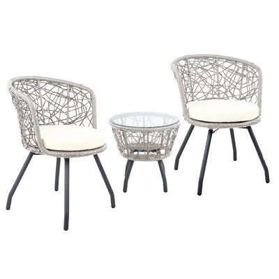 Gardeon Outdoor Patio Chair and Table - Grey_33226