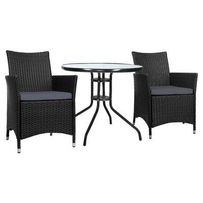 Gardeon Outdoor Furniture Dining Chair Table Bistro Set Wicker Patio Setting Tea Coffee Cafe Bar Set_35347