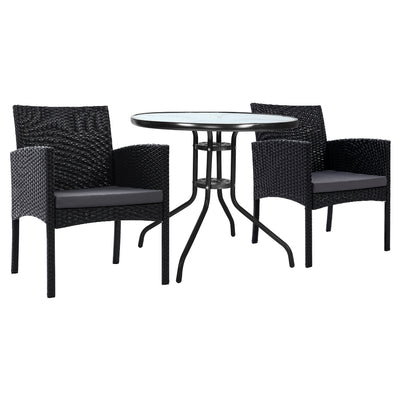 Gardeon Outdoor Bistro Chairs Patio Furniture Dining Chair Wicker Garden Cushion Tea Coffee Cafe Bar Set_35344