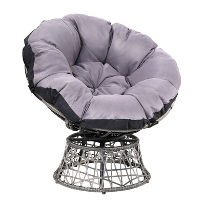 Gardeon Outdoor Papasan Chairs Lounge Setting Patio Furniture Wicker Grey_32957