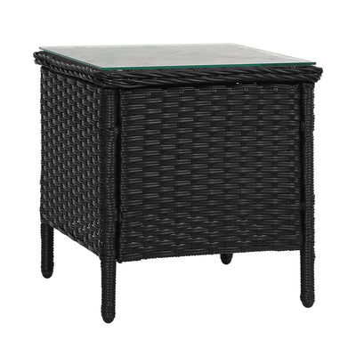 Gardeon Side Table Coffee Patio Desk Outdoor Furniture Rattan Indoor Garden Black_28807