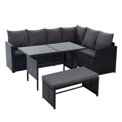 Gardeon Outdoor Furniture Dining Setting Sofa Set Wicker 8 Seater Storage Cover Black_34564