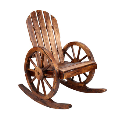 Gardeon Wagon Wheels Rocking Chair - Brown_33199