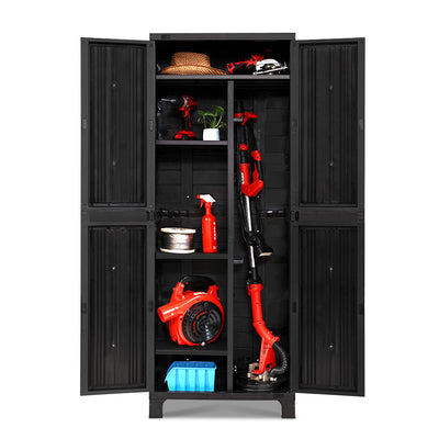 Gardeon Outdoor Storage Cabinet Lockable Tall Garden Sheds Garage Adjustable Black 173CM_35872