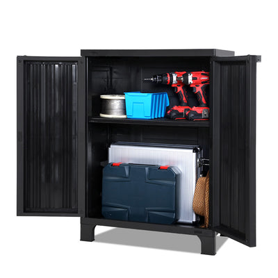 Gardeon Outdoor Storage Cabinet Cupboard Lockable Garden Sheds Adjustable Black_15941