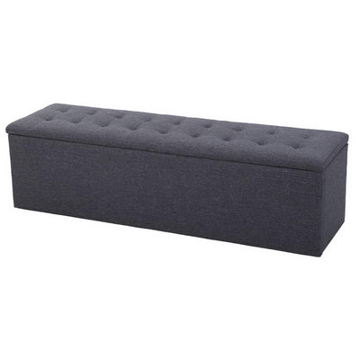 Artiss Storage Ottoman Blanket Box Linen Foot Stool Rest Chest Couch Grey_36001