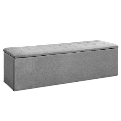 Artiss Storage Ottoman Blanket Box Grey LARGE Fabric Rest Chest Toy Foot Stool_35737