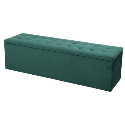 Artiss Storage Ottoman Blanket Box Velvet Foot Stool Rest Chest Couch Green_35992