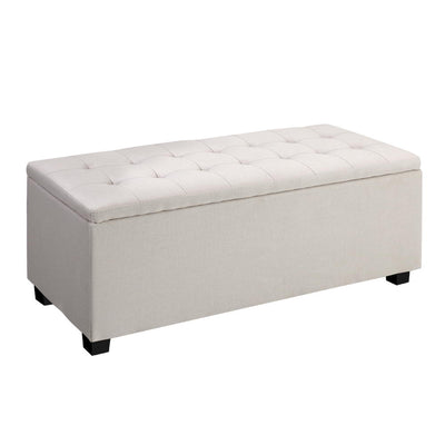 Artiss Large Fabric Storage Ottoman - Beige_30806