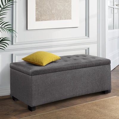 Artiss Large Fabric Storage Ottoman - Grey_30804