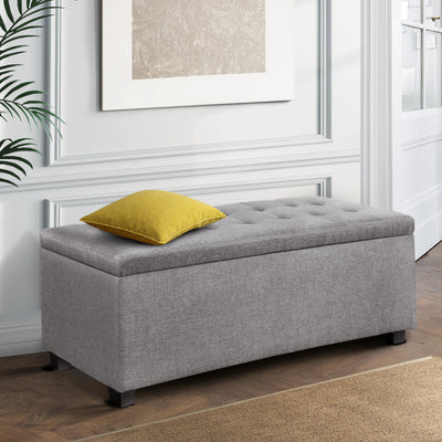 Artiss Large Fabric Storage Ottoman - Light Grey_30805