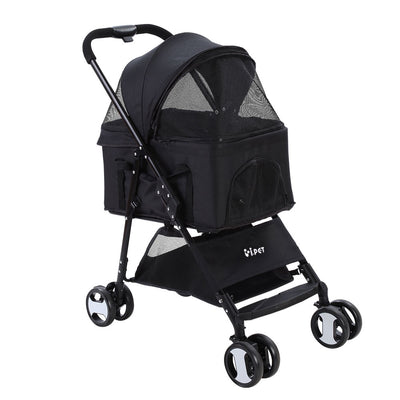 i.Pet Pet Stroller Dog Carrier Foldable Pram 3 IN 1 Middle Size Black_14203